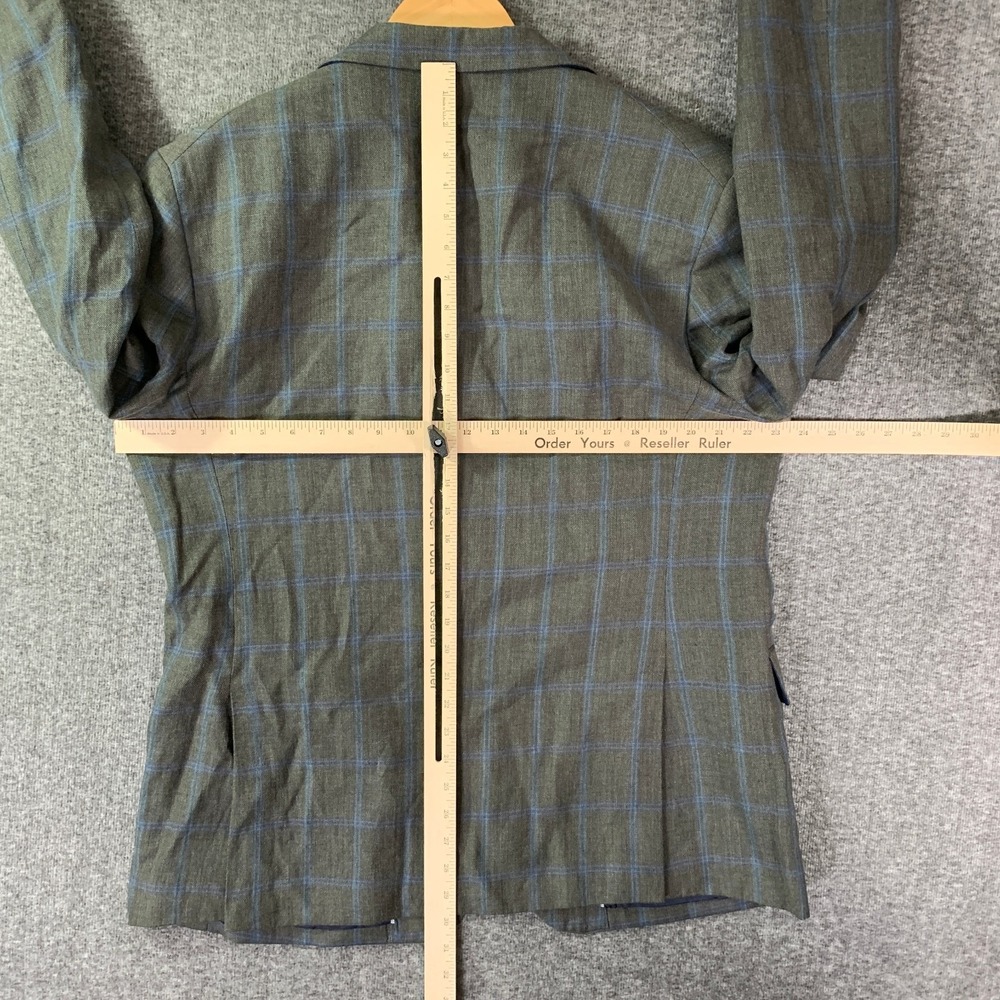 Jos A Bank Blazer Men 46R Slim Linen Green Windowpane Brrr Comfort Sport Coat - Picture 10 of 16